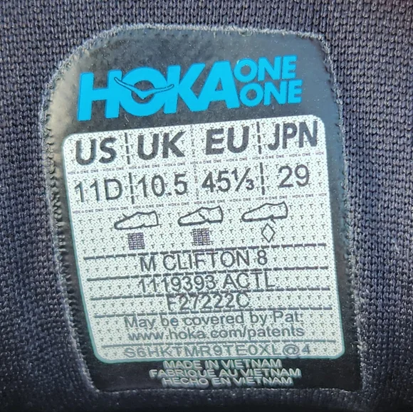 SOLD!! HOKA Men's Clifton 8 Gray Road Running/Walking Sneakers Shoes Size 11 D - Picture 15 of 16